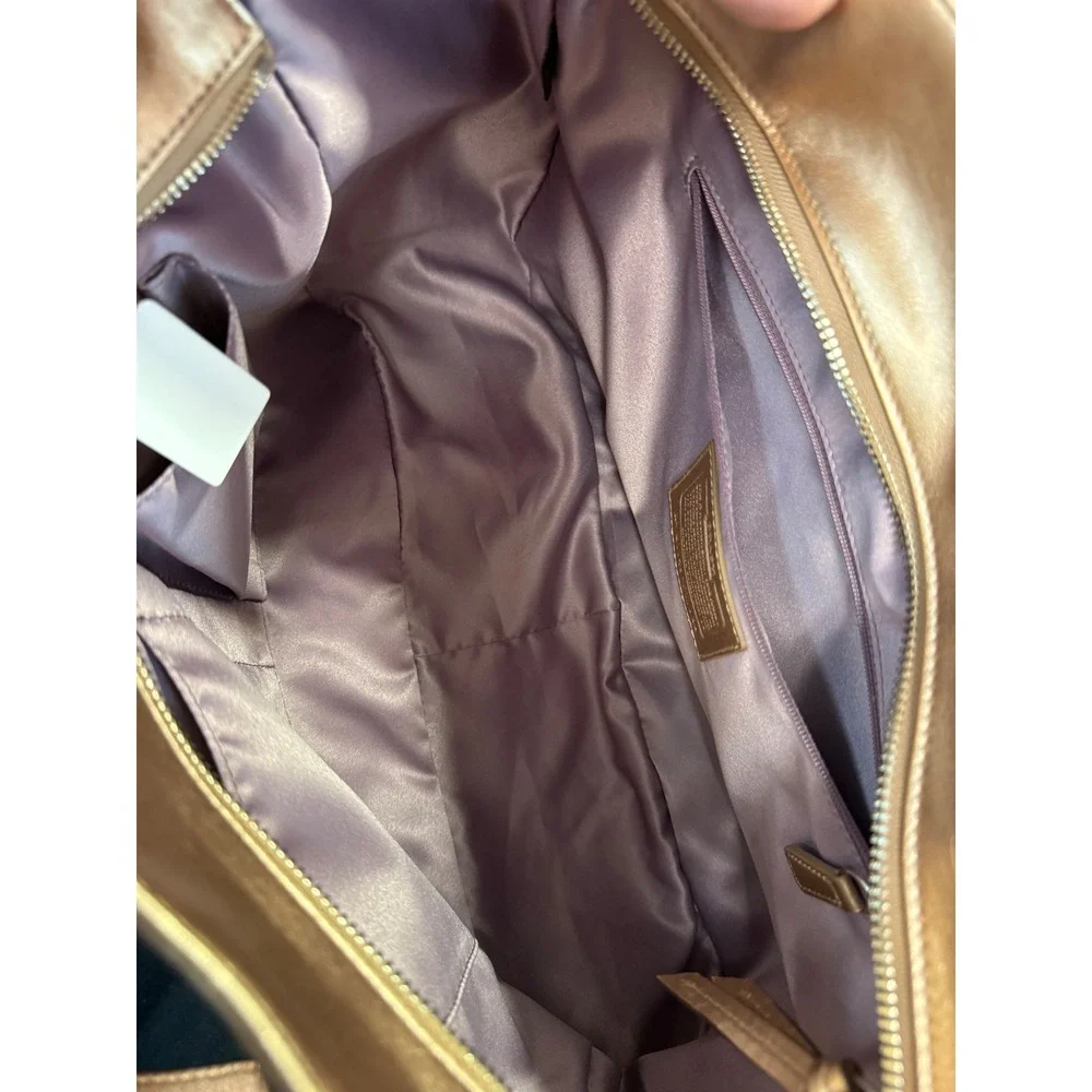 Coach F17730 Metallic Gold Signature Embossed Leather Tote Bag NWT